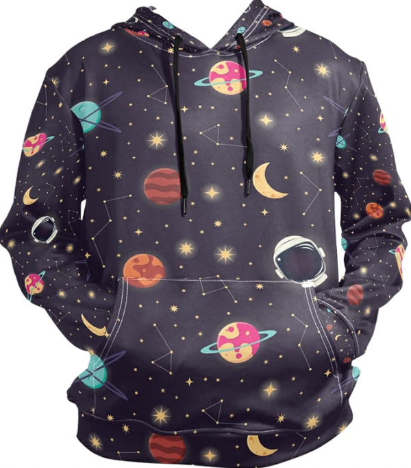 Hoodie dengan motif bintang atau bulan